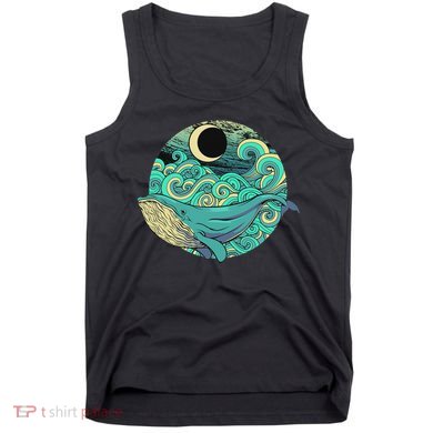 Humpback Whale Marine Life Ocean Nature Sea Blue Waves Moon Tank Top