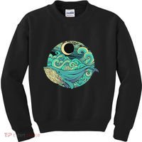 Humpback Whale Marine Life Ocean Nature Sea Blue Waves Moon Kids Sweatshirt thumb 0