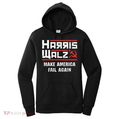 Harris Walz Make America Fail Again Anti Kamala Socialist Women's Hoodie