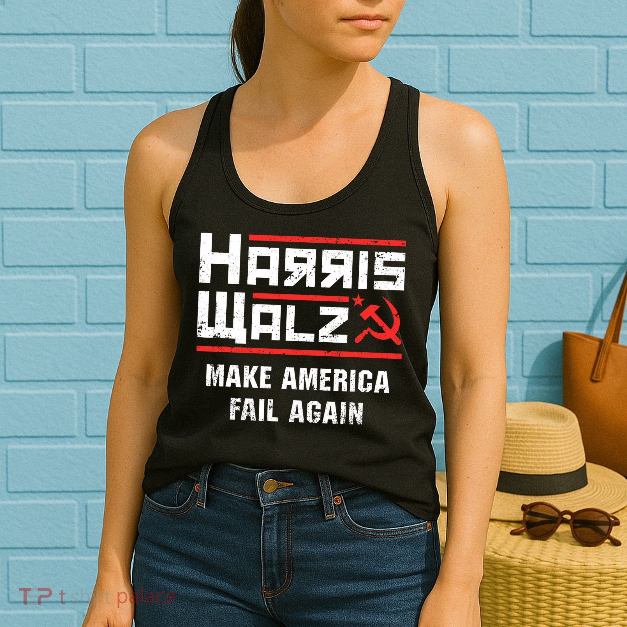 Harris Walz Make America Fail Again Anti Kamala Socialist Women's Tank Top