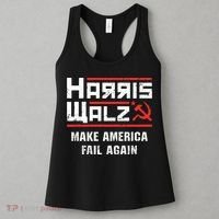 Harris Walz Make America Fail Again Anti Kamala Socialist Women's Tank Top thumb 3