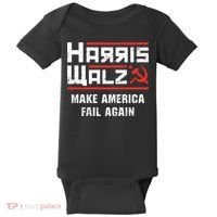 Harris Walz Make America Fail Again Anti Kamala Socialist Baby Bodysuit thumb 0