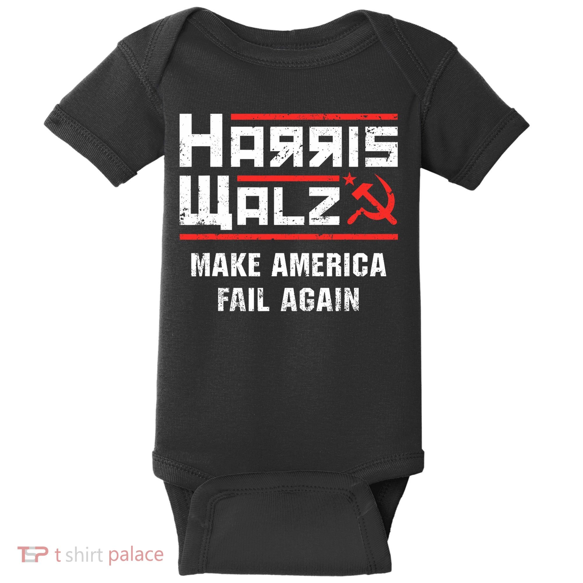 Harris Walz Make America Fail Again Anti Kamala Socialist Baby Bodysuit