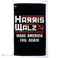 Harris Walz Make America Fail Again Anti Kamala Socialist Golf Towel thumb 0
