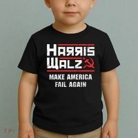 Harris Walz Make America Fail Again Anti Kamala Socialist Toddler T-Shirt thumb 2