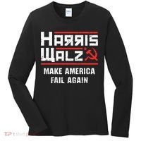 Harris Walz Make America Fail Again Anti Kamala Socialist Women's Long Sleeve Shirt thumb 0