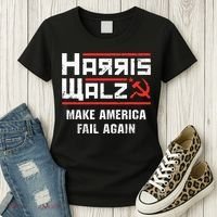 Harris Walz Make America Fail Again Anti Kamala Socialist Women's T-Shirt thumb 3