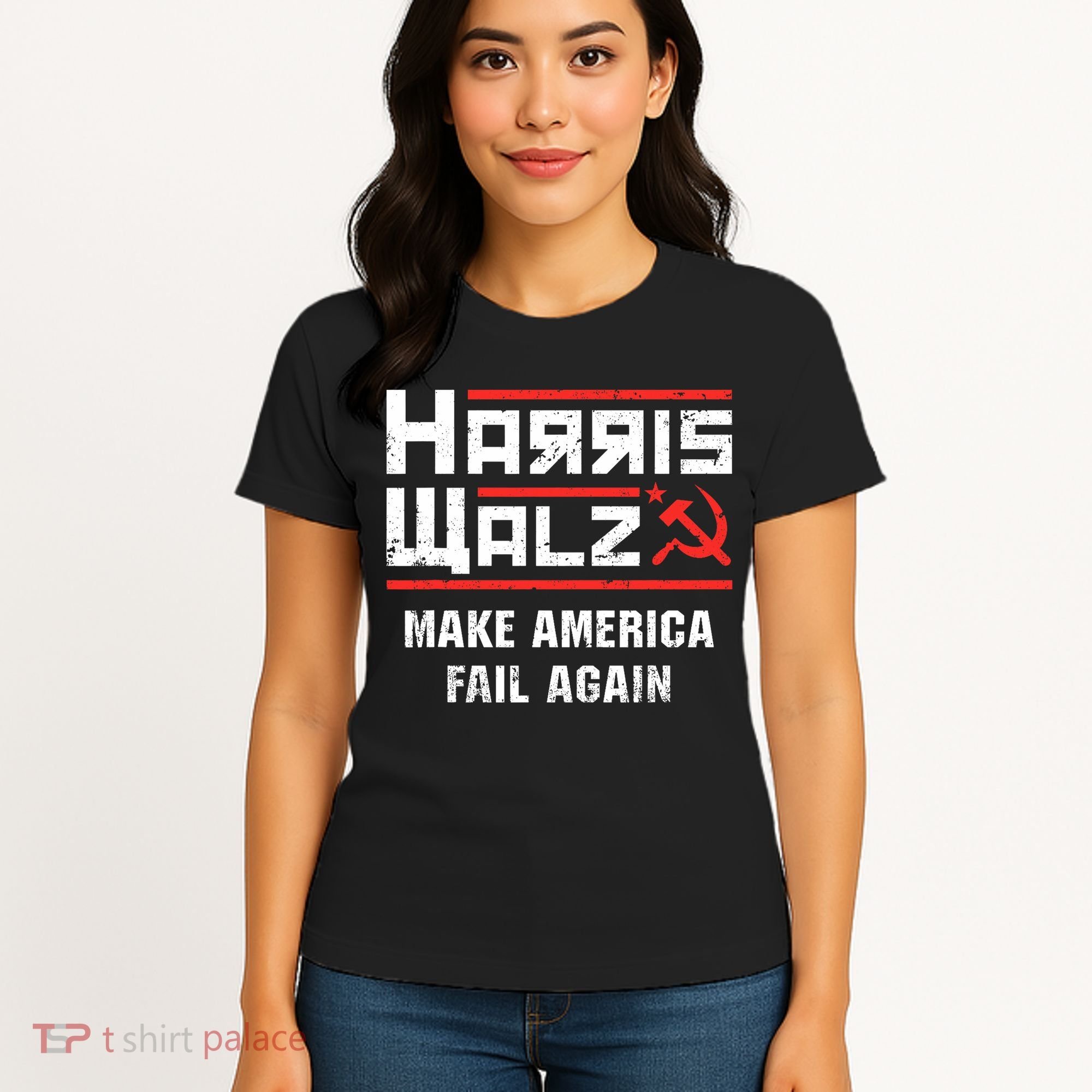 Harris Walz Make America Fail Again Anti Kamala Socialist Women's T-Shirt