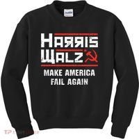Harris Walz Make America Fail Again Anti Kamala Socialist Kids Sweatshirt thumb 0