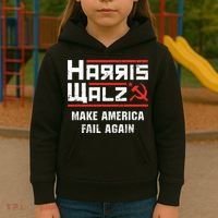 Harris Walz Make America Fail Again Anti Kamala Socialist Kids Hoodie thumb 3
