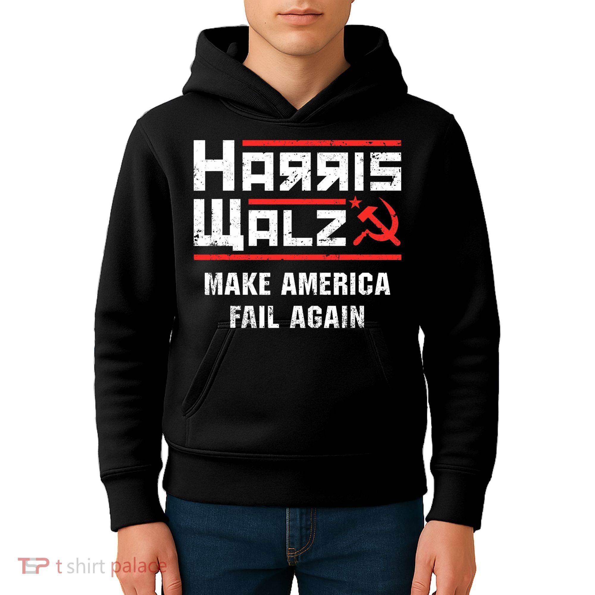 Harris Walz Make America Fail Again Anti Kamala Socialist Kids Hoodie
