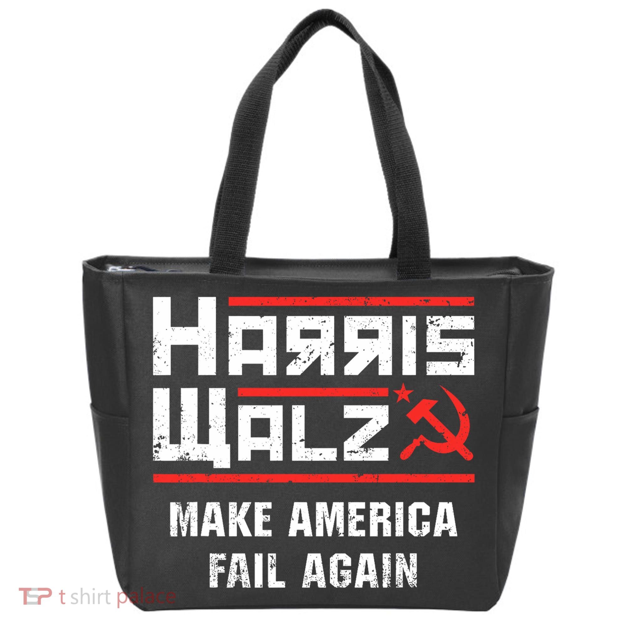 Harris Walz Make America Fail Again Anti Kamala Socialist Tote Bag