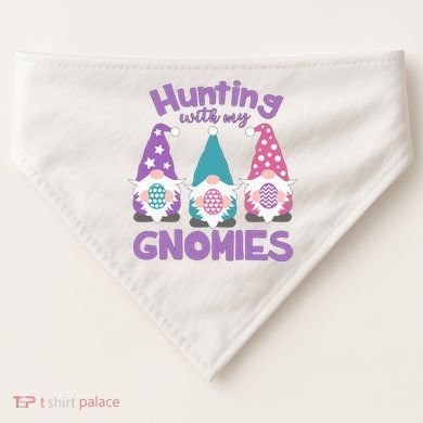 Hunting With My Gnomies Funny Easter USA-Made Doggie Bandana
