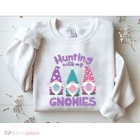 Hunting With My Gnomies Funny Easter Sweatshirt thumb 2
