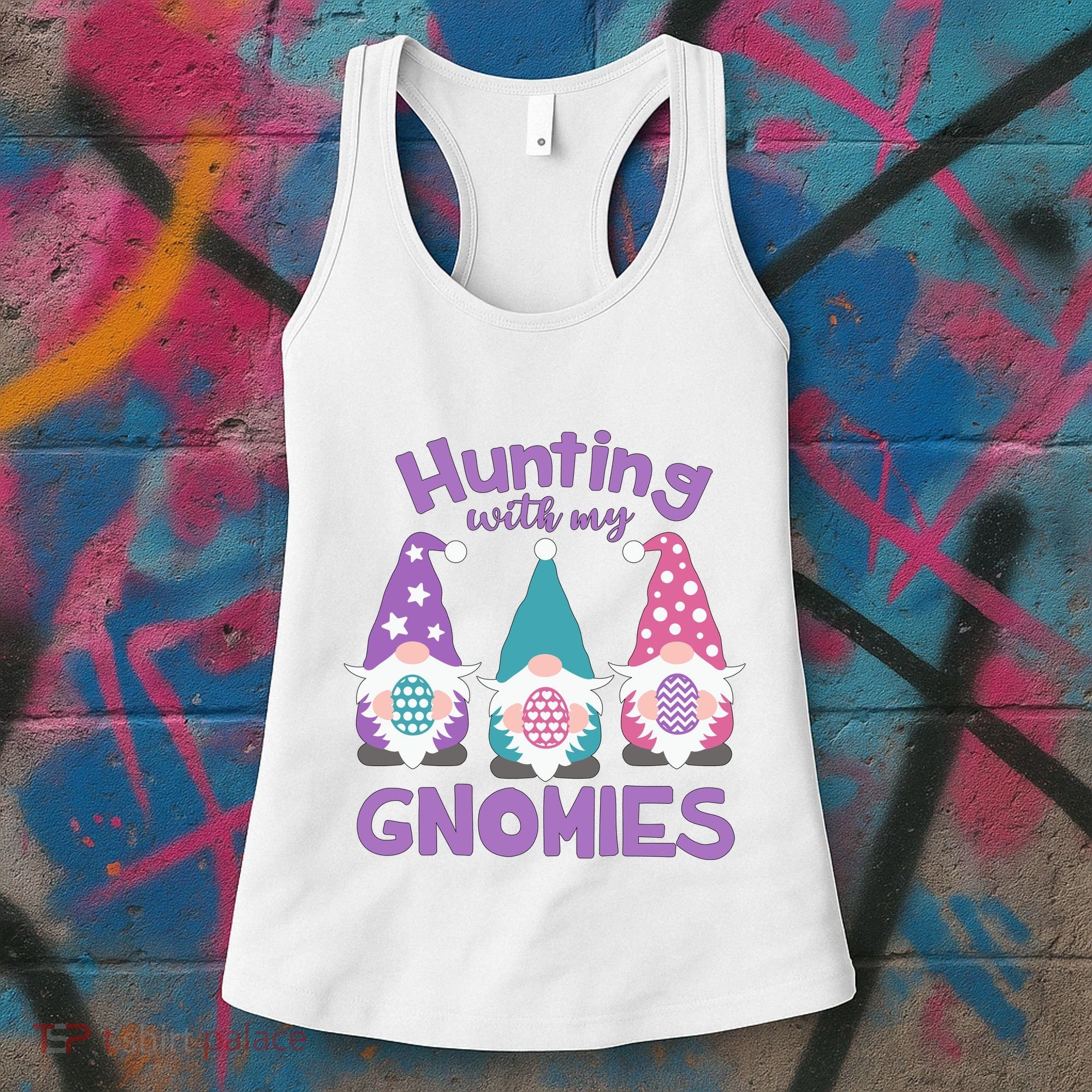 Hunting With My Gnomies Funny Easter Women's Tank Top