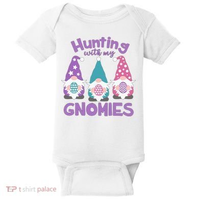 Hunting With My Gnomies Funny Easter Baby Bodysuit