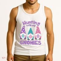 Hunting With My Gnomies Funny Easter Tank Top thumb 3