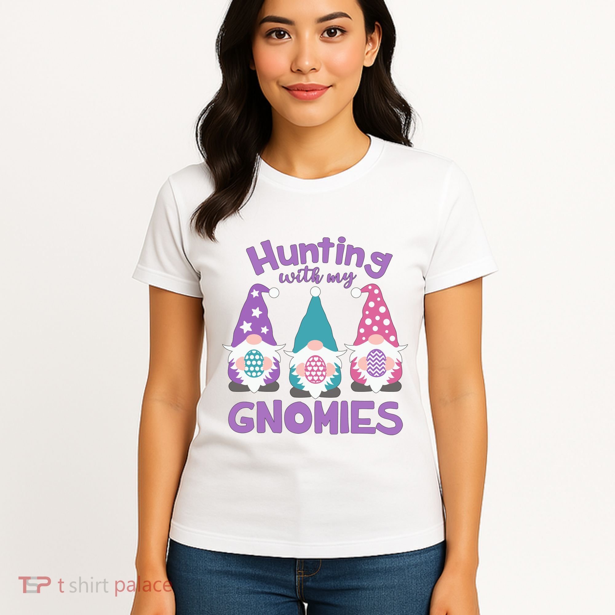 Hunting With My Gnomies Funny Easter Women's T-Shirt