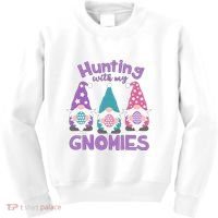 Hunting With My Gnomies Funny Easter Kids Sweatshirt thumb 0