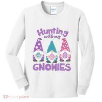 Hunting With My Gnomies Funny Easter Kids Long Sleeve Shirt thumb 0