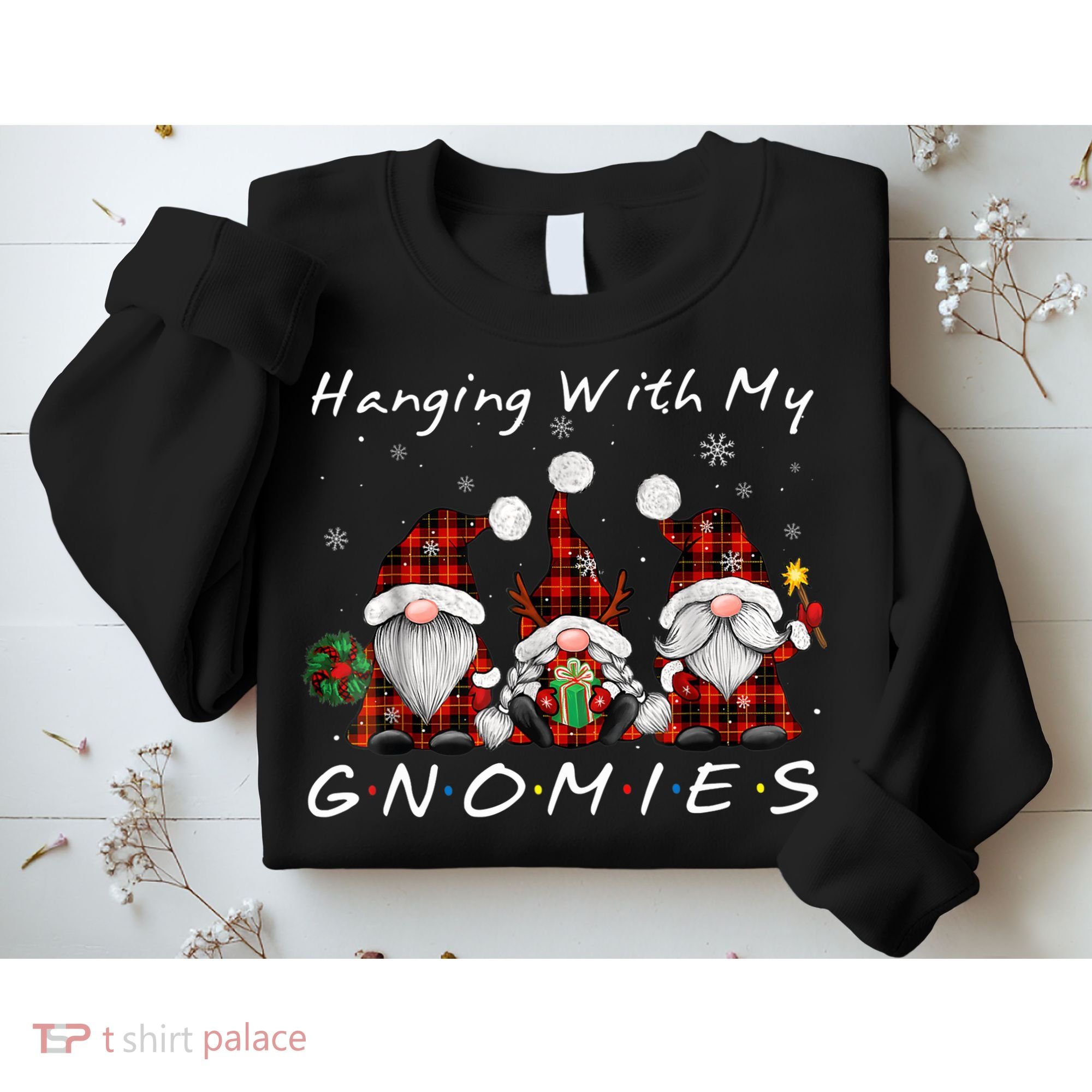 Hanging With My Gnomies Buffalo Red Plaid Christmas Gnome Sweatshirt