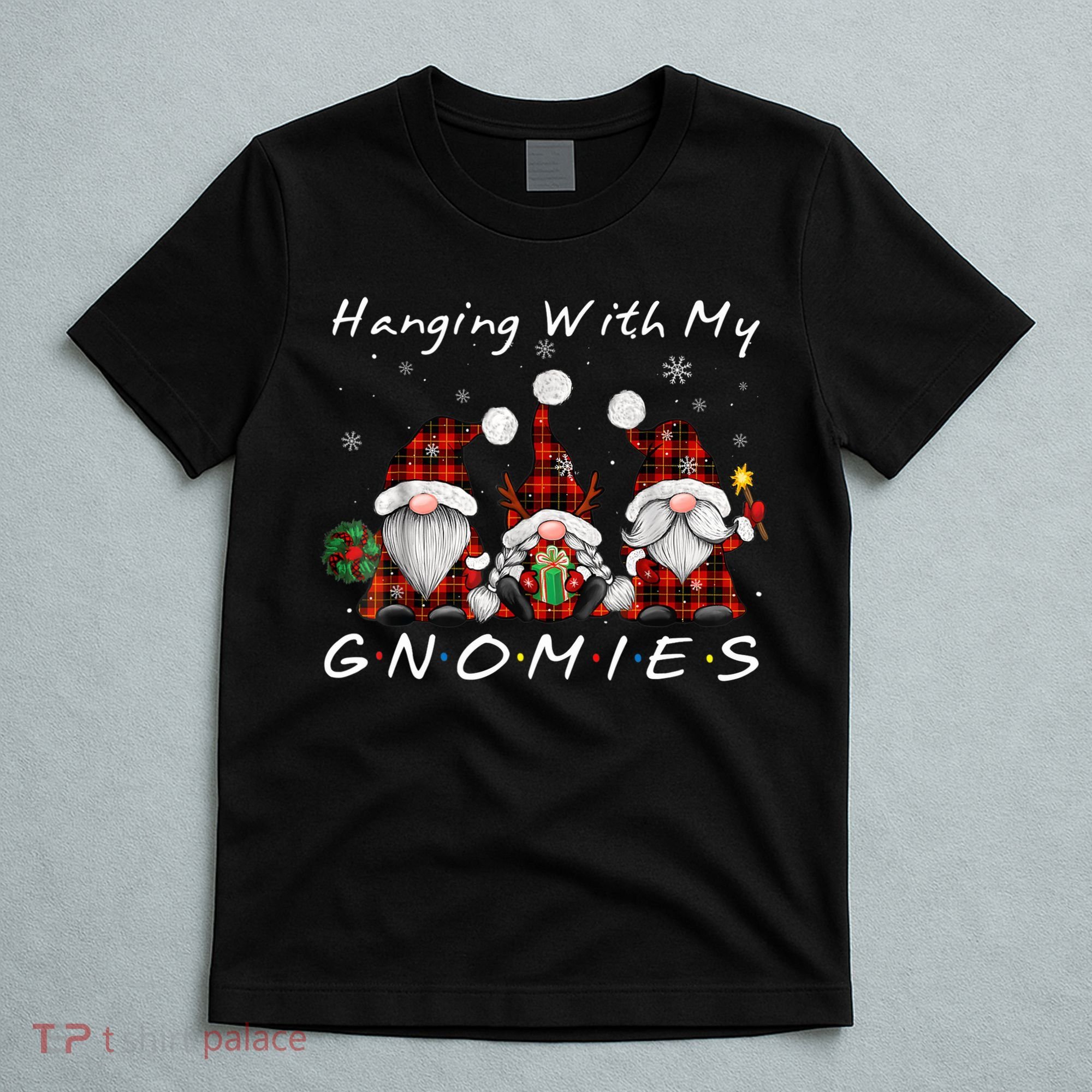 Hanging With My Gnomies Buffalo Red Plaid Christmas Gnome T-Shirt