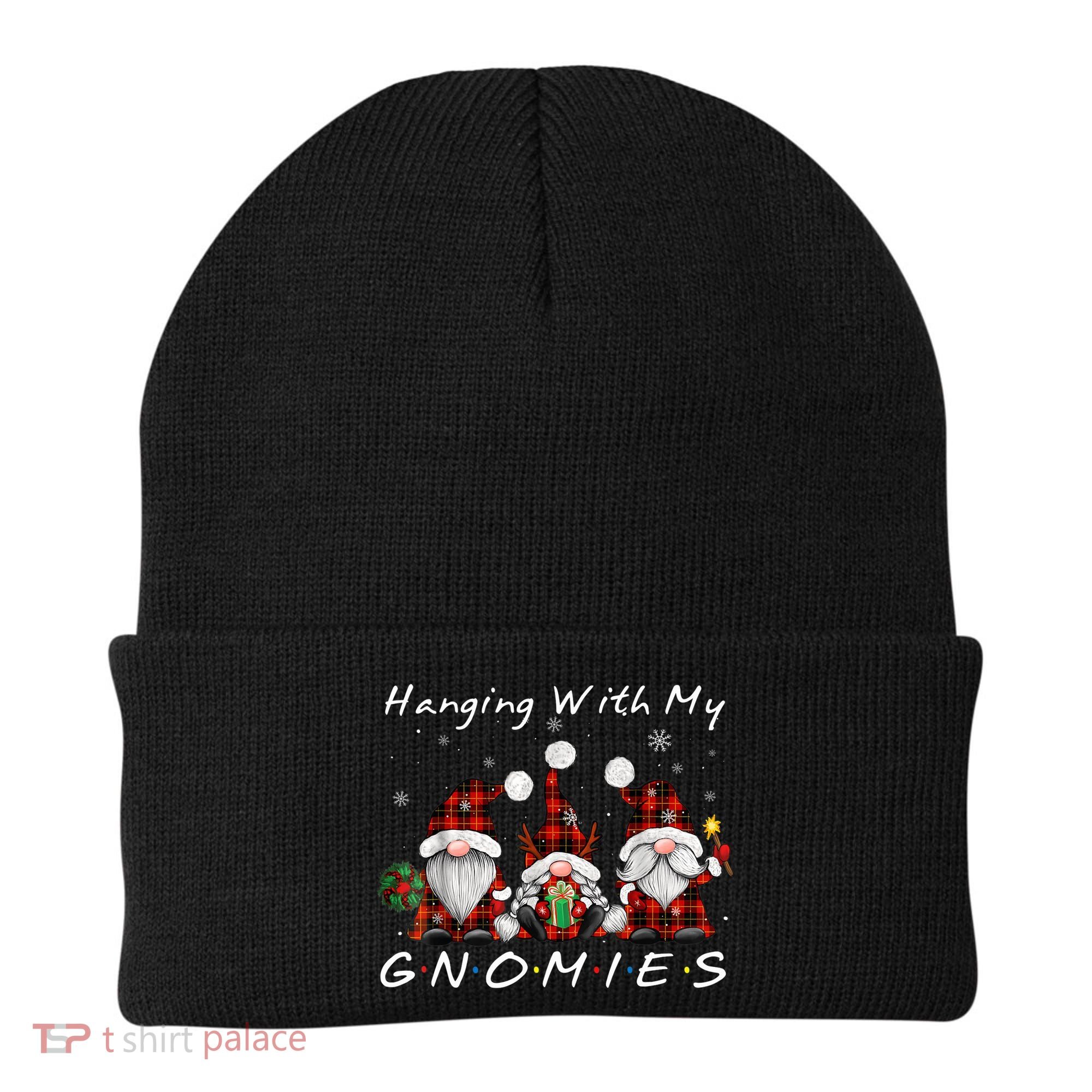 Hanging With My Gnomies Buffalo Red Plaid Christmas Gnome Beanie