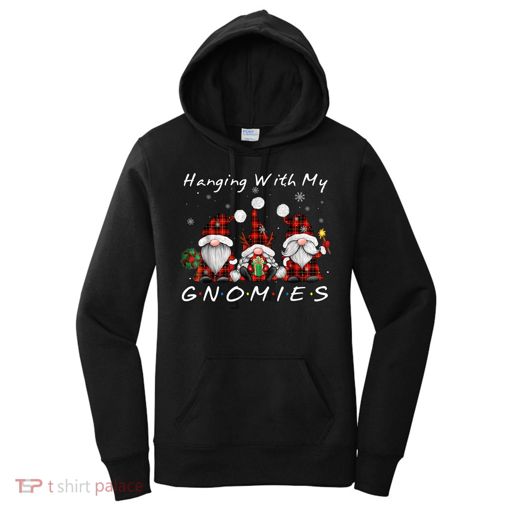 Hanging With My Gnomies Buffalo Red Plaid Christmas Gnome Women's Hoodie