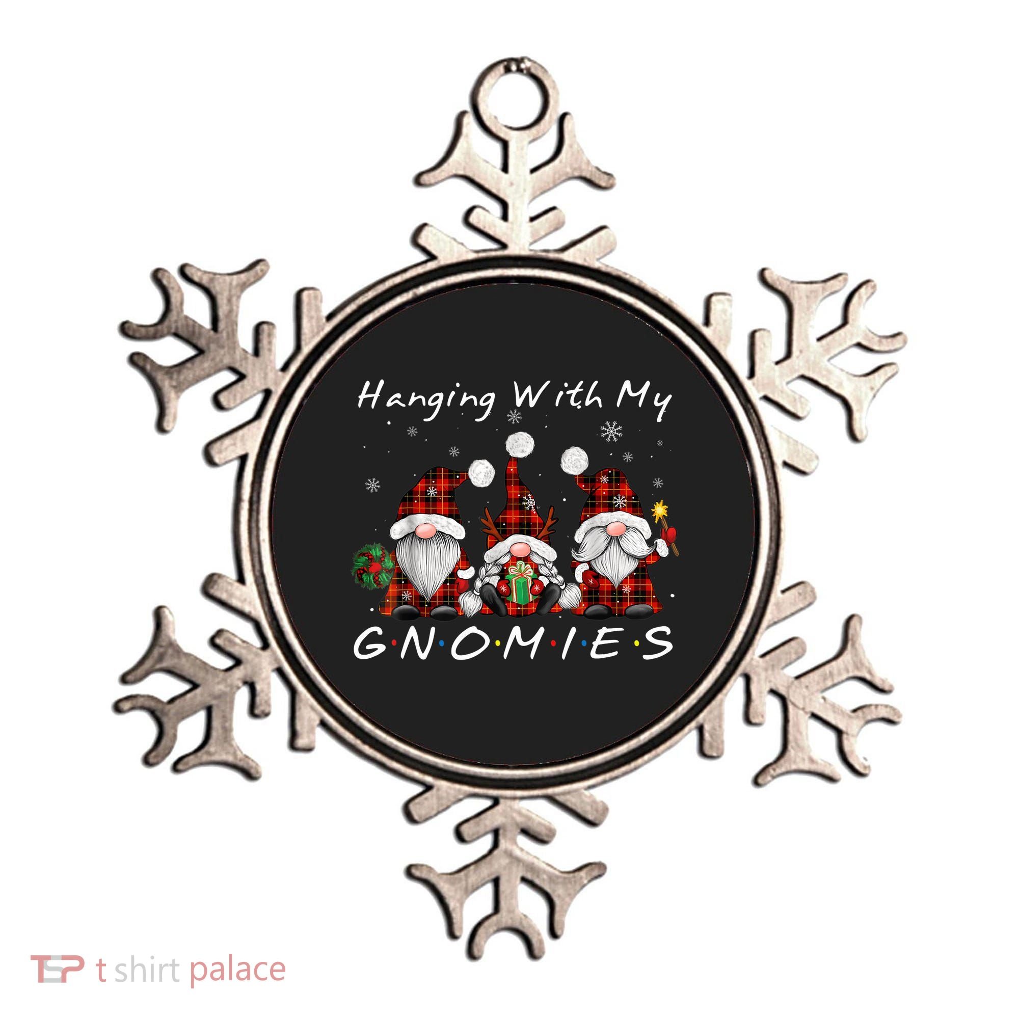 Hanging With My Gnomies Buffalo Red Plaid Christmas Gnome Ornament