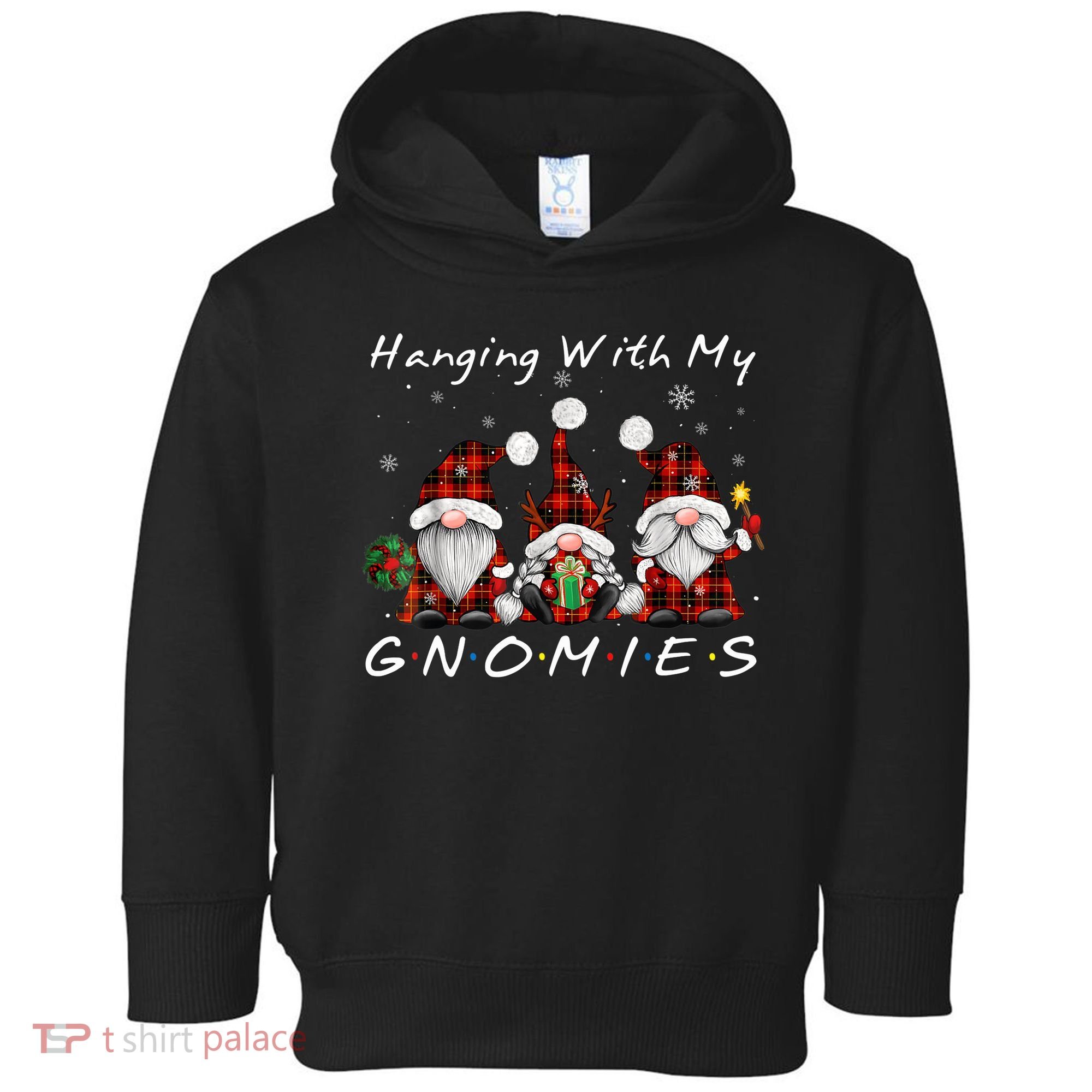 Hanging With My Gnomies Buffalo Red Plaid Christmas Gnome Toddler Hoodie
