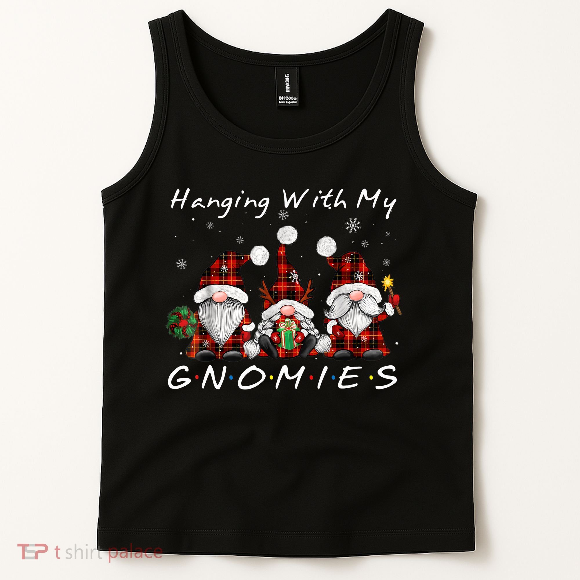 Hanging With My Gnomies Buffalo Red Plaid Christmas Gnome Tank Top