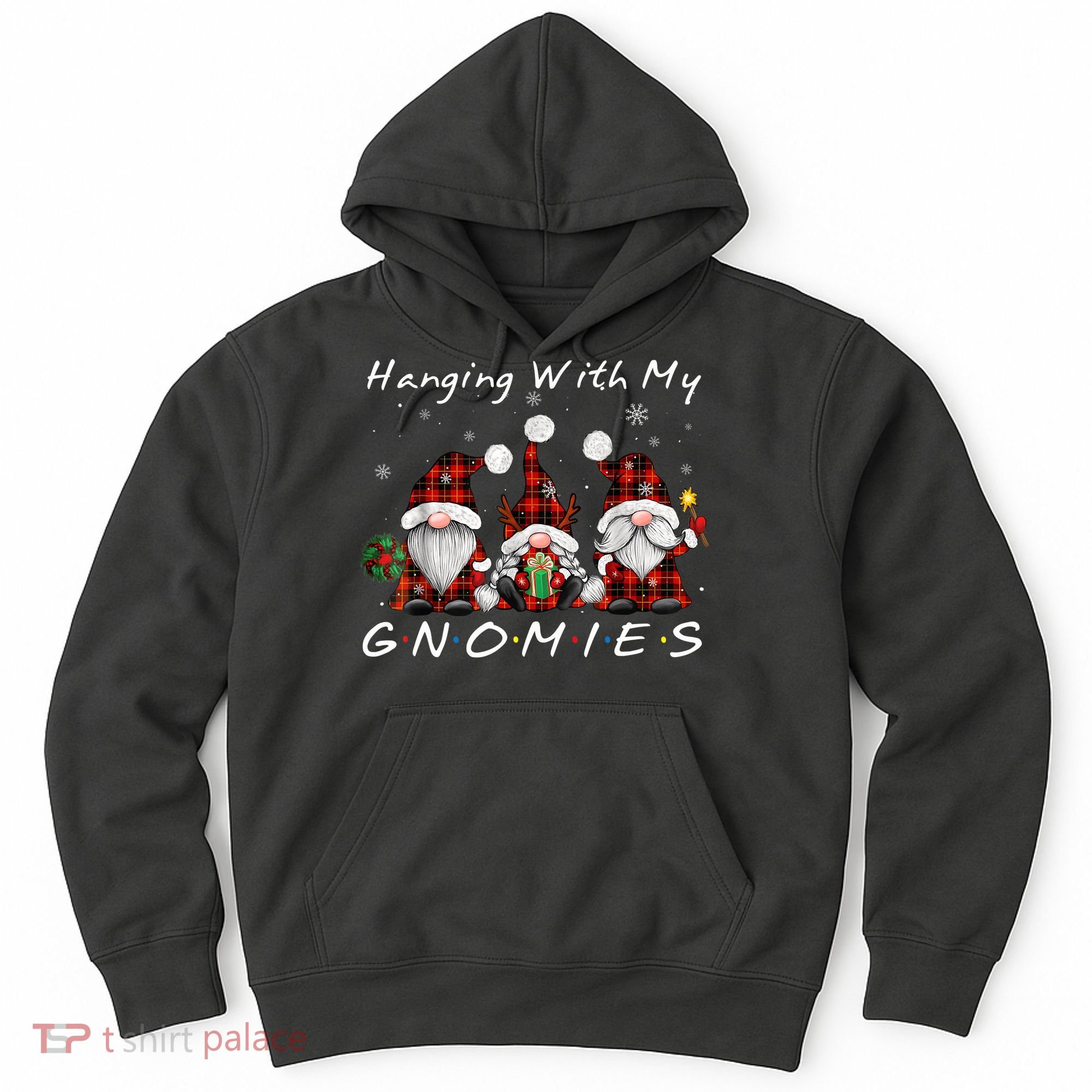 Hanging With My Gnomies Buffalo Red Plaid Christmas Gnome Hoodie