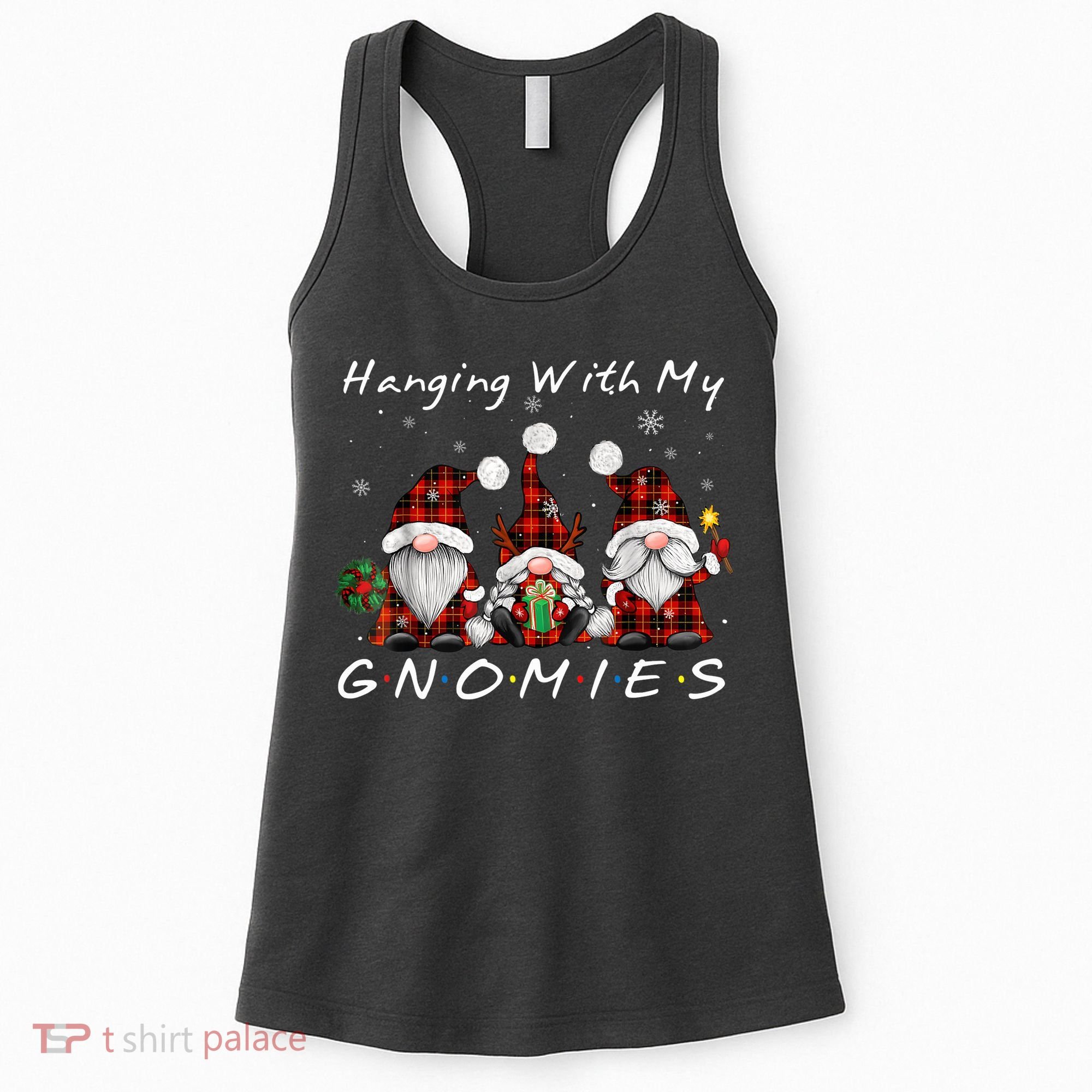 Hanging With My Gnomies Buffalo Red Plaid Christmas Gnome Women's Tank Top