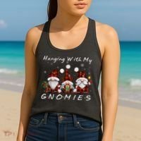 Hanging With My Gnomies Buffalo Red Plaid Christmas Gnome Women's Tank Top thumb 2