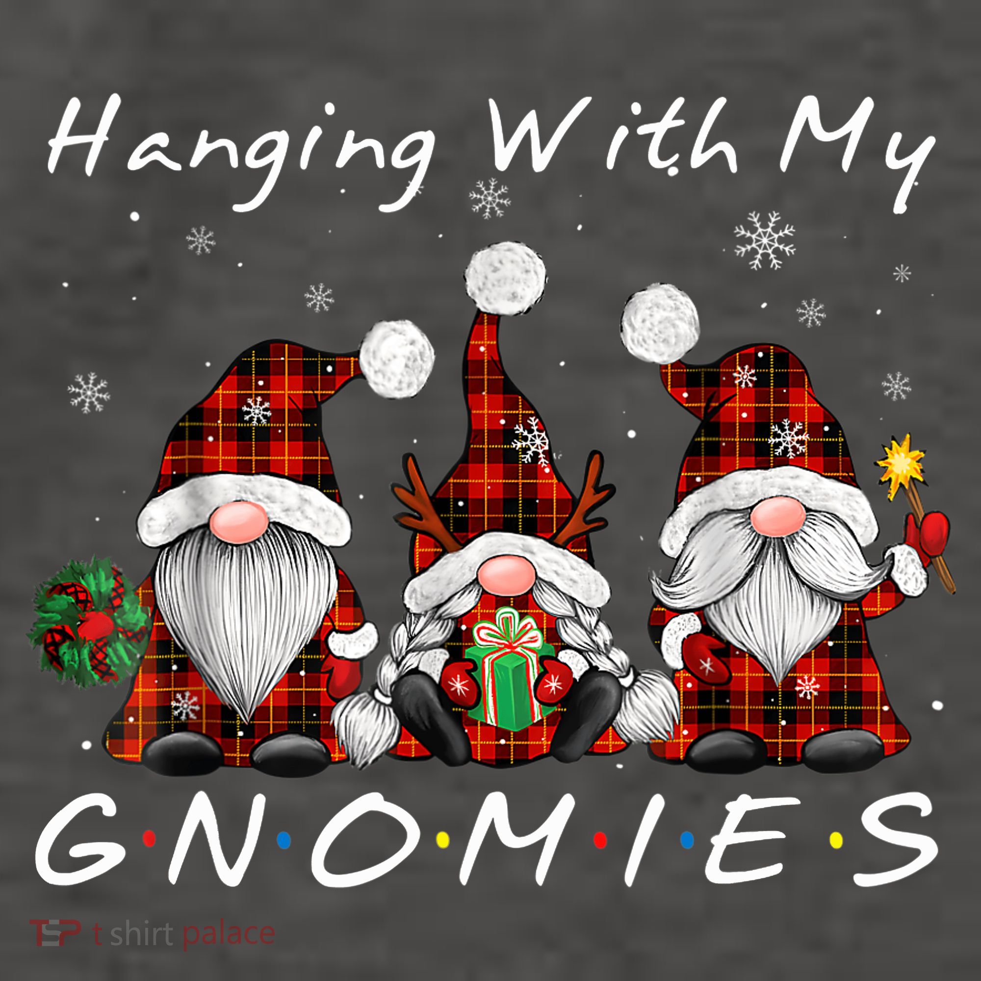 Hanging With My Gnomies Buffalo Red Plaid Christmas Gnome Women's Tank Top