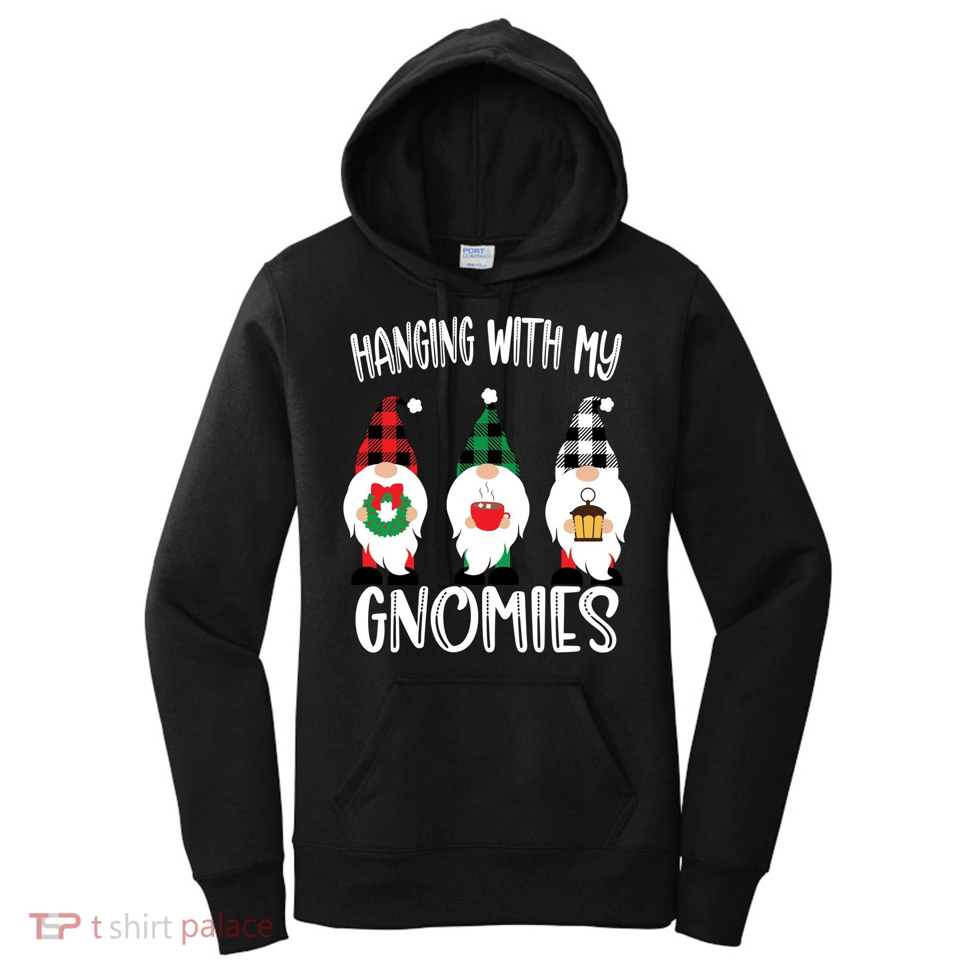 Hanging With My Gnomies, Merry Christmas Gnomes Garden Gnome Women's Hoodie