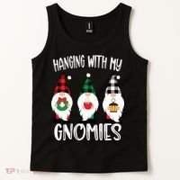 Hanging With My Gnomies, Merry Christmas Gnomes Garden Gnome Tank Top thumb 2
