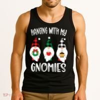 Hanging With My Gnomies, Merry Christmas Gnomes Garden Gnome Tank Top thumb 3