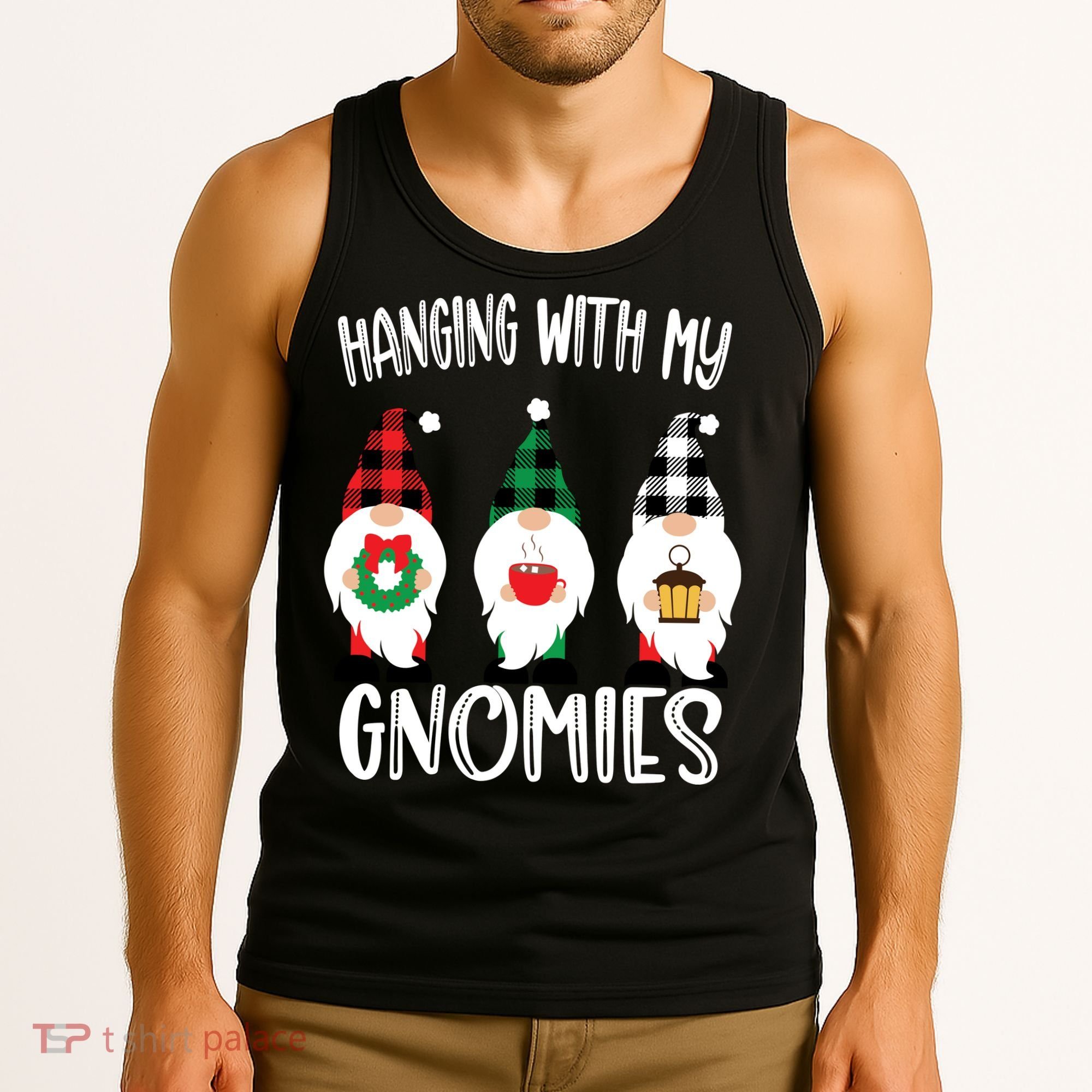 Hanging With My Gnomies, Merry Christmas Gnomes Garden Gnome Tank Top