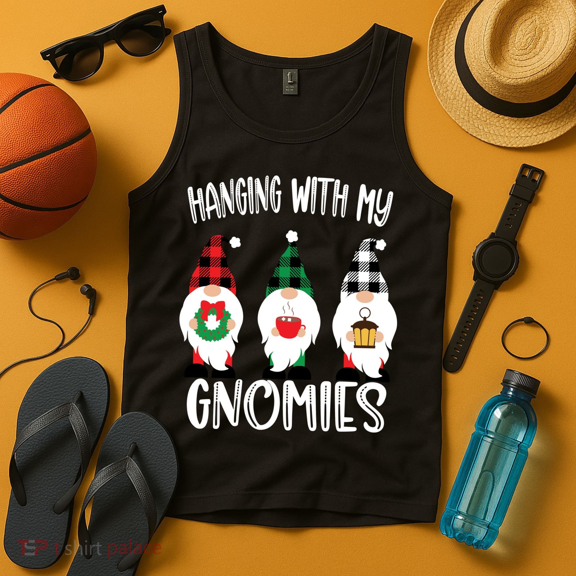 Hanging With My Gnomies, Merry Christmas Gnomes Garden Gnome Tank Top