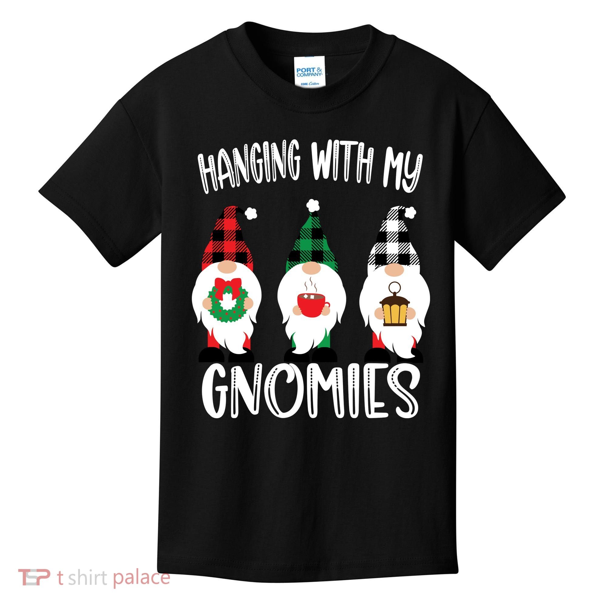 Hanging With My Gnomies, Merry Christmas Gnomes Garden Gnome Kids T-Shirt