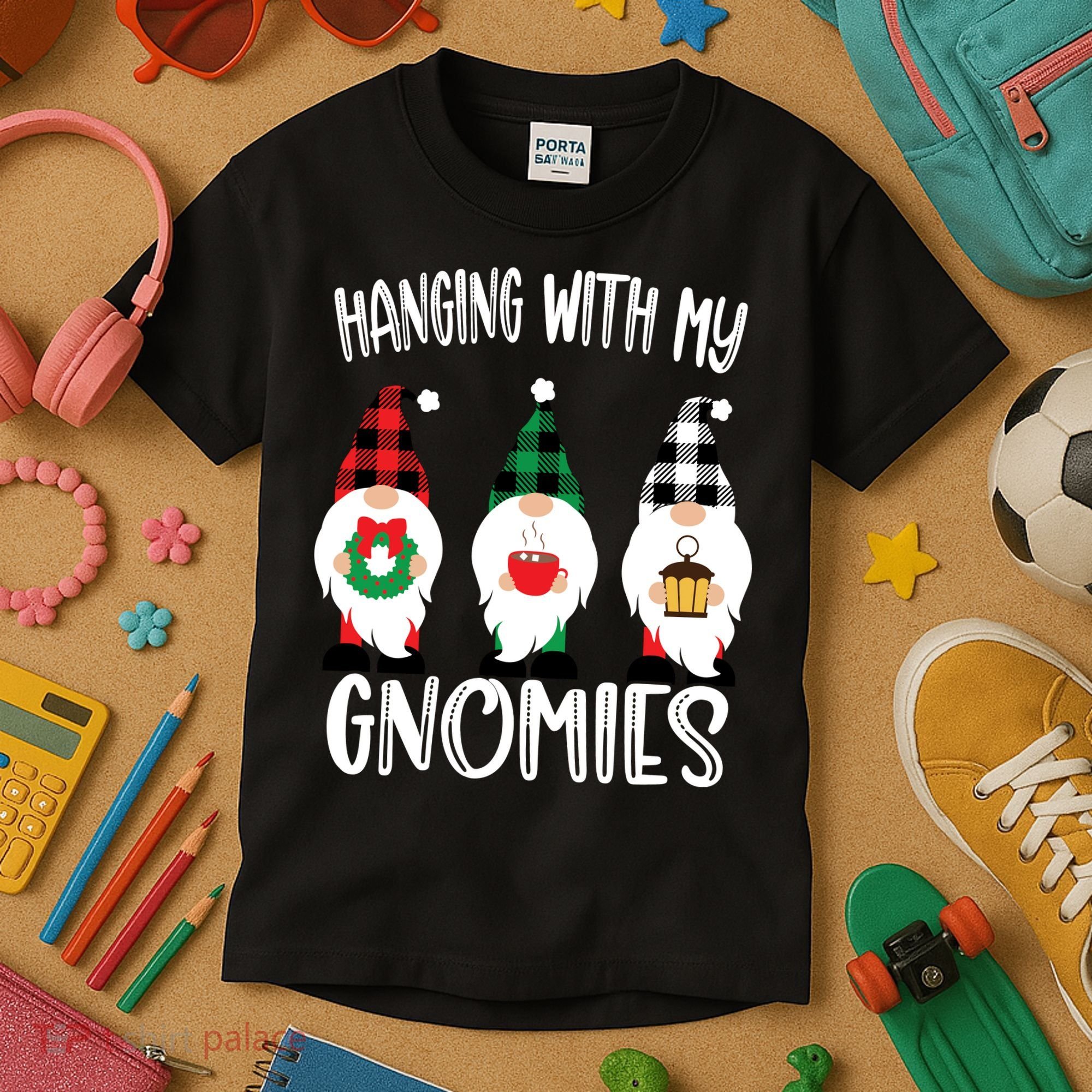 Hanging With My Gnomies, Merry Christmas Gnomes Garden Gnome Kids T-Shirt