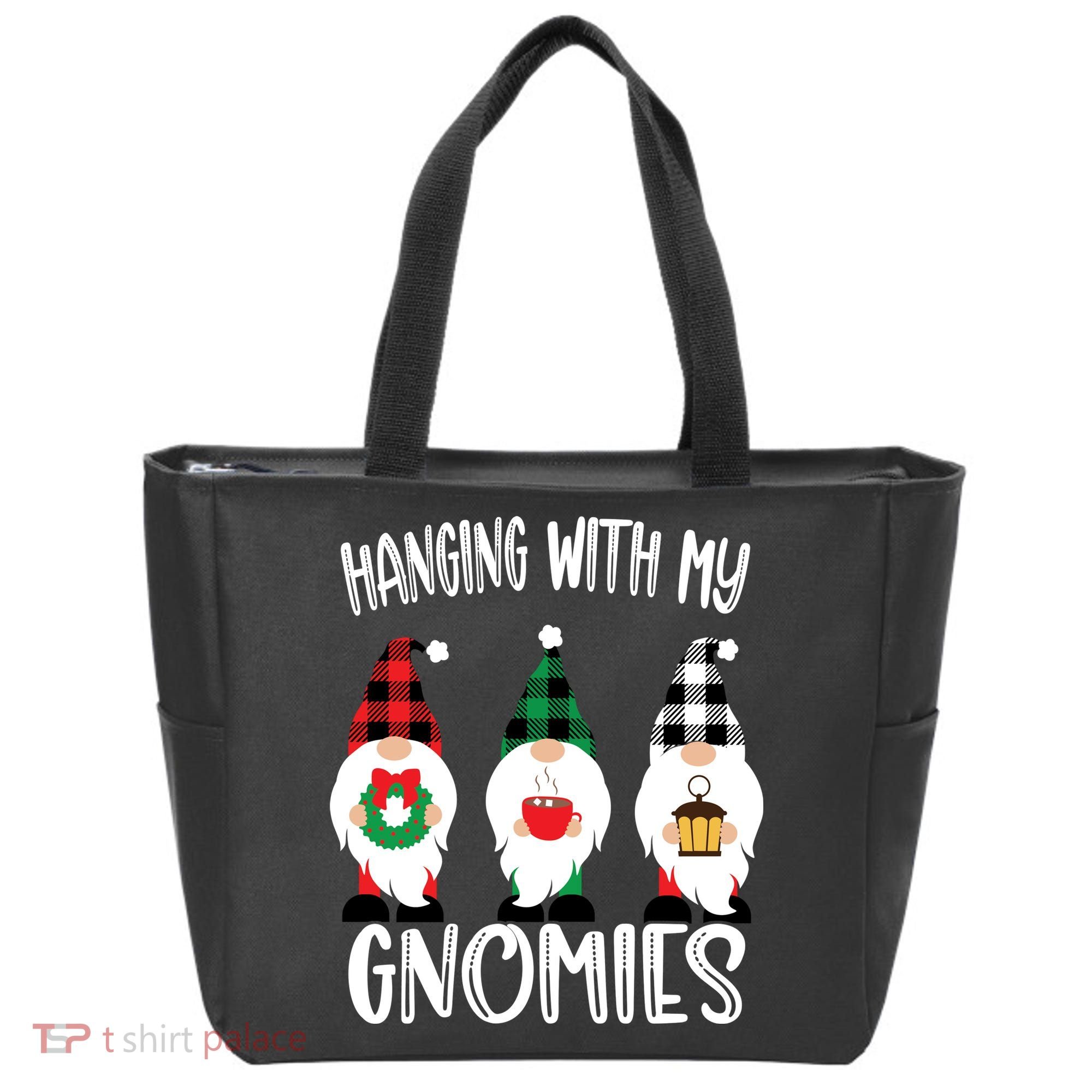 Hanging With My Gnomies, Merry Christmas Gnomes Garden Gnome Tote Bag