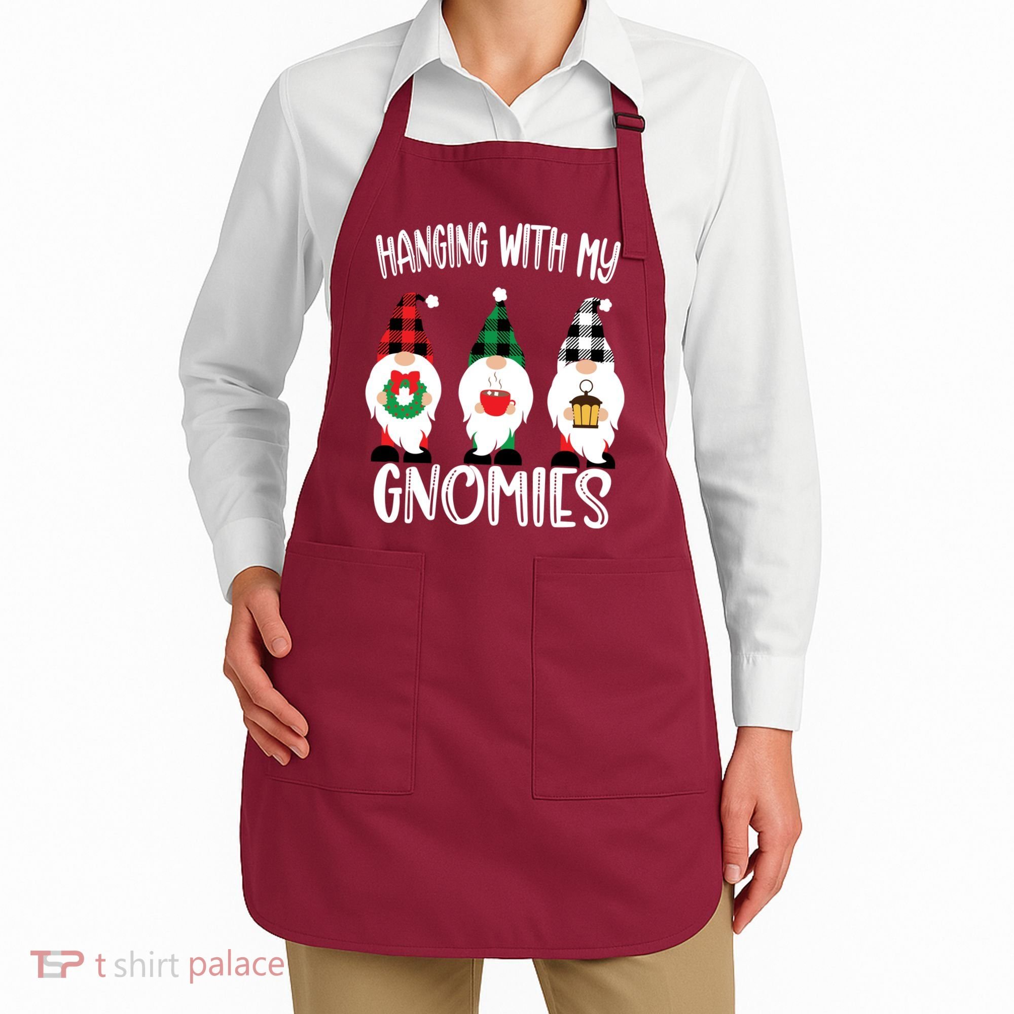 Hanging With My Gnomies, Merry Christmas Gnomes Garden Gnome Apron