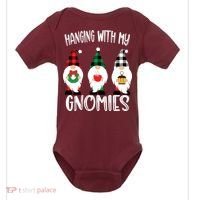 Hanging With My Gnomies, Merry Christmas Gnomes Garden Gnome Baby Bodysuit thumb 0