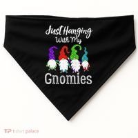 Hanging With My Gnomies Funny Garden Gnome Graphics USA-Made Doggie Bandana thumb 0