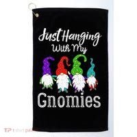 Hanging With My Gnomies Funny Garden Gnome Graphics Golf Towel thumb 0