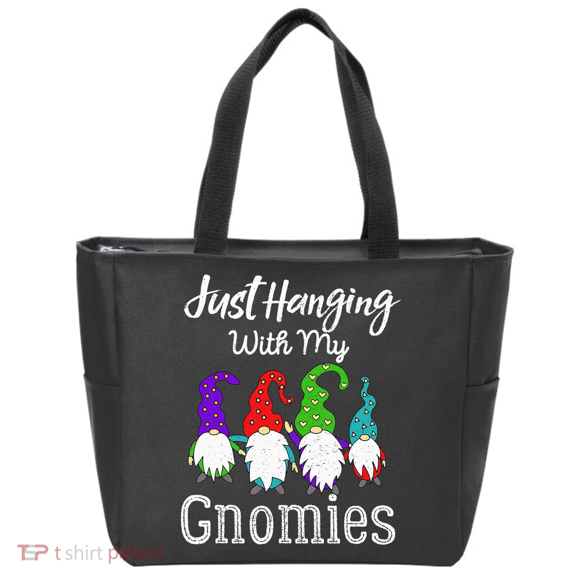 Hanging With My Gnomies Funny Garden Gnome Graphics Tote Bag