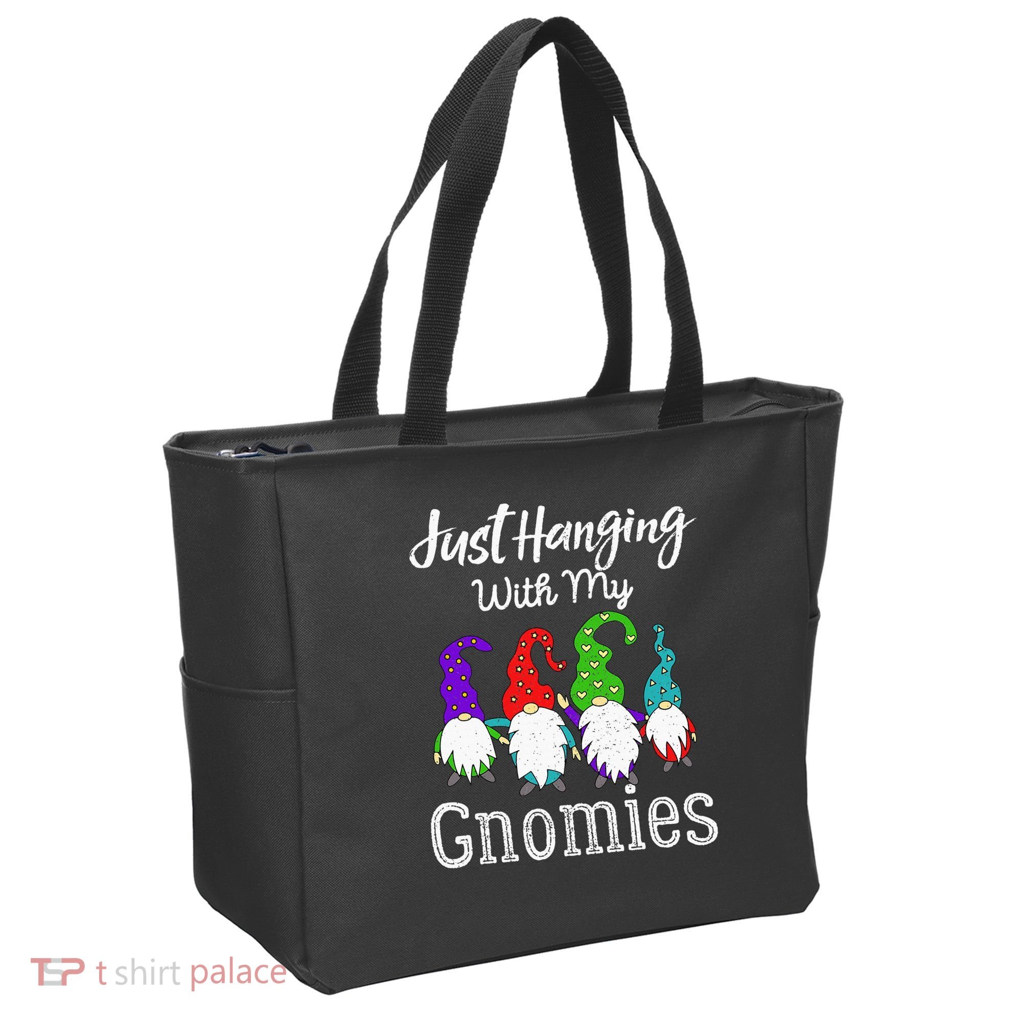Hanging With My Gnomies Funny Garden Gnome Graphics Tote Bag