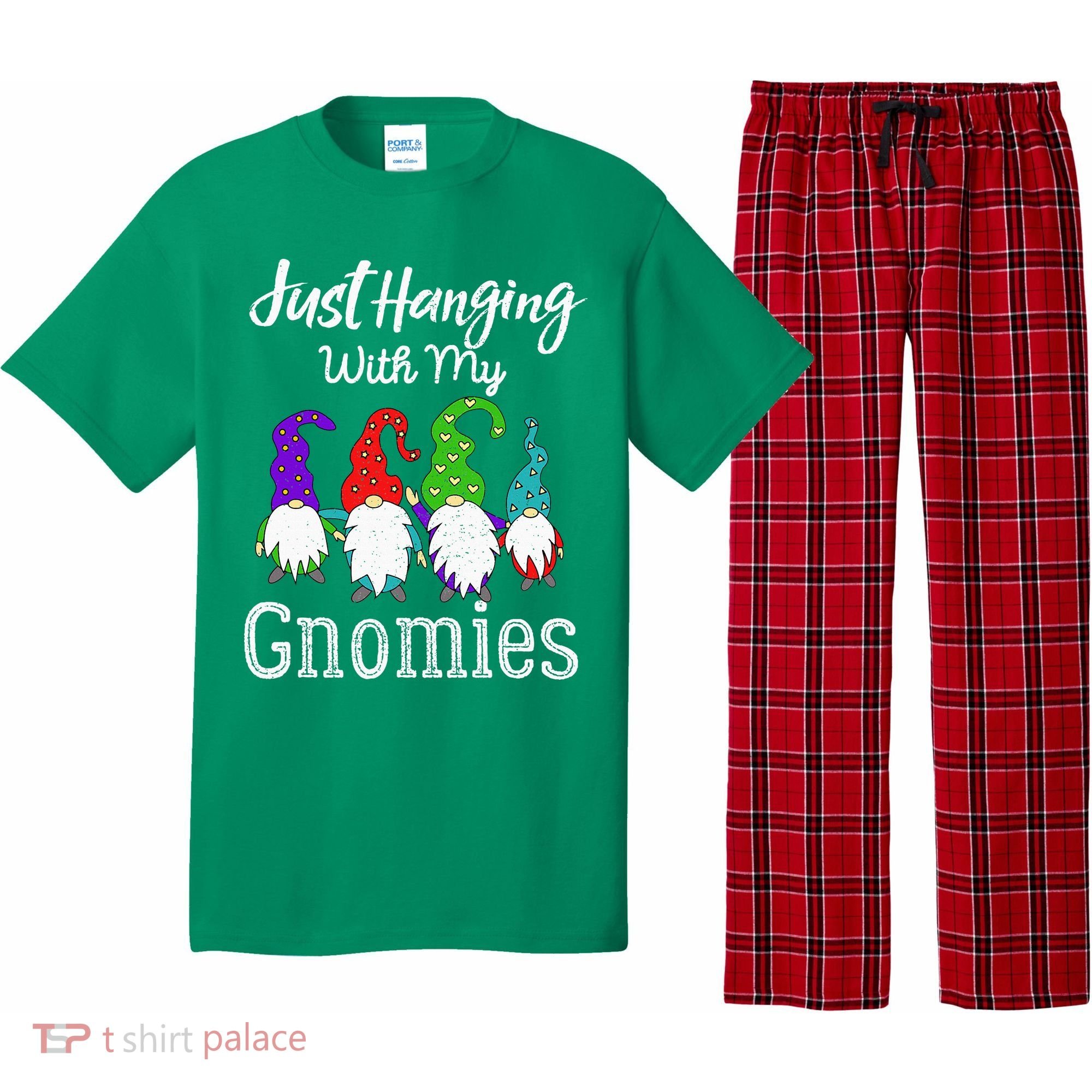Hanging With My Gnomies Funny Garden Gnome Graphics Pajama Set